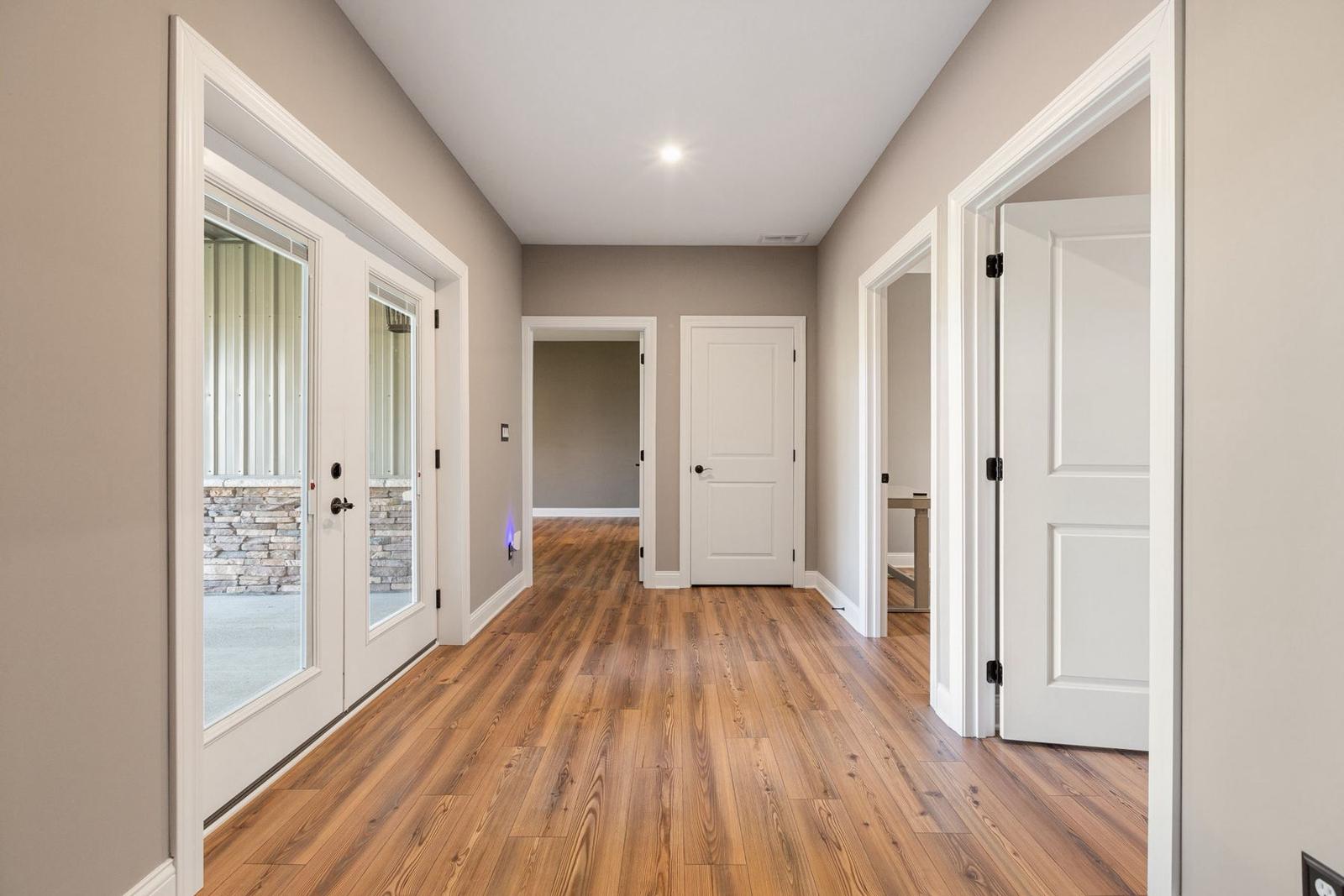 Stone Addition bright new room with French doors